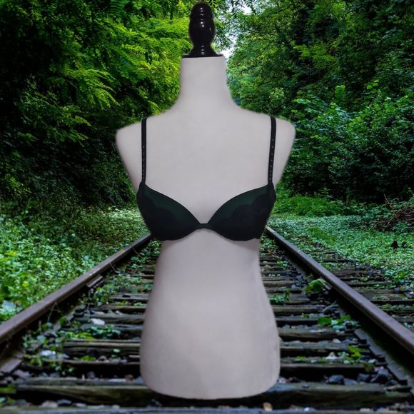 LaSenza Forest Green Bra with Crystal Studded Straps - Picture 2 of 2